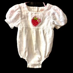 Baby Cat & Jack Strawberry Embroidery Eyelet Romper 6-9 Mo.